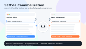 SEO’da cannibalization: Blog ve kategori sayfası aynı anahtar kelime için yarışırken Google hangi sayfayı seçeceğini karıştırır